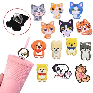 Wholesale Straw Topper rescue Dogs cats bear anime Drinking Straws toppers cute bear cartoon characters straw topper