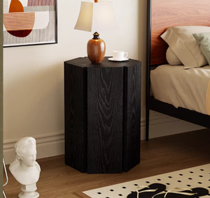 Tabouret de maison en bois hexagonal pliable, design moderne, empilable, pour salon et chambre, pouf de salle à manger - Product Image 3