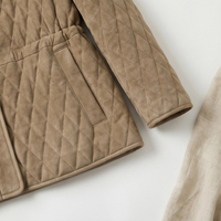 Veste en cuir élégante avec garniture en fourrure, manteau matelassé court cintré pour femme, pour le bureau et le quotidien