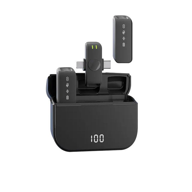 Microphone Electronic Devices for Camera Smartphone Vlogging 2 in 1 Professional Video Recording Wireless Lavalier