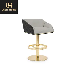 Fabricação Custom Made Hotel Home Bar Barstool Moderno Luxo Quadro De Aço Inoxidável Barstool Couro Moderno