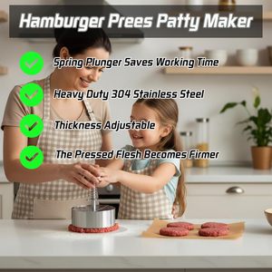 Prensa <span class=keywords><strong>para</strong></span> Hamburguesas Antiadherente y Ajustable de Alta Resistencia con Botón de Resorte <span class=keywords><strong>para</strong></span> Hamburguesas de Carne y BBQ - Product Image 2