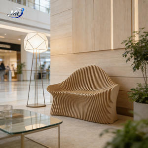 Banc de patio moderne en bois massif, forme ondulée, durable, mobilier d'extérieur pour jardin, bureau, espace public, sites sportifs, entrée - Product Image 4