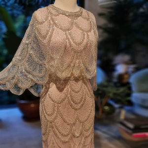 Vestido de noche de dos piezas desnudo de Dubái de lujo con capa Crop Top sirena mujeres vestidos de fiesta de boda Lsz646 - Product Image 2