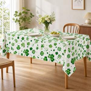 Nappe jetable en PEVA 137*274cm pour la Saint-Patrick, motif trèfle vert, décoration de fête irlandaise - Product Image 2