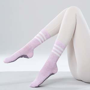 Custom Design Anti Slip Pilates Crew Socks Women Custom Logo Organic Embroidery Pilates Socks Gym Yoga Pilates Grip Socks - Product Image 4