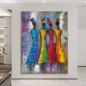 Venta caliente moderno grande colorido cuatro mujeres <span class=keywords><strong>silueta</strong></span> pintura al óleo Retrato pintado a mano con marco para decoración del hogar - Product Image 6