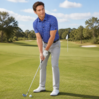 Polo de golf personnalisé pour homme, léger, en polyester et élasthanne, imprimé, séchage rapide, vêtements de golf performants, fabricant OEM