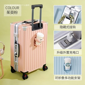 Multifunctional <b>Suitcase</b> With Cup Holder Usb Port Large Capacity Aluminum Frame 360 Degree Spinner Wheels Combination <b>Lock</b> - Product Image 1