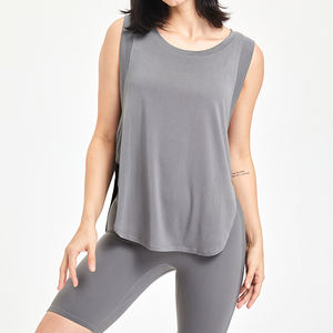 T-shirt court sans manches pour femme, vêtement de fitness, débardeur de sport ample, idéal pour la course, l'entraînement et le yoga en été - Product Image 3