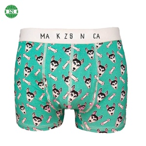 Custom logo Waistband Husky <strong>Dog</strong> Print <strong>Boxer</strong> Shorts 95% Cotton 5%spandex 180gsm Graphic All Over Print Underwear for Men - Product Image 2