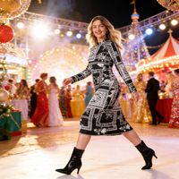 Robe de soirée élégante à manches longues et à imprimé tendance, nouvelle conception - Robe luxueuse haut de gamme