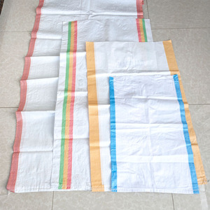 Blanc avec le <span class=keywords><strong>sac</strong></span> tissé par polypropylène résistant de cordon de rayure jaune pour l'emballage d'agriculture de bois de chauffage - Product Image 1