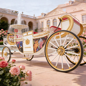 Calèche royale dorée pour mariage, calèche royale électrique sans toit à vendre, calèches de mariage. - Product Image 6