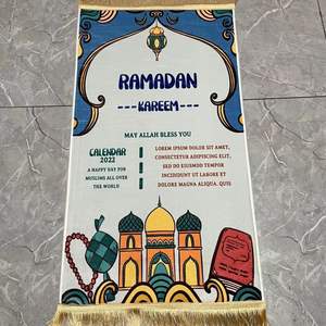 Tapis de prière islamique Namaz pour enfants, nouveau design, dessin animé, mélange, design, arabe, 65x115cm - Product Image 1