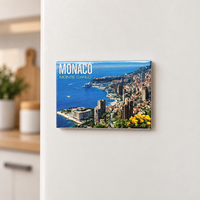 Aimant de réfrigérateur rectangulaire moyen en fer blanc avec photo panoramique personnalisée de paysage urbain, idéal comme cadeau touristique ou décoration intérieure