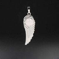 Colgante de ala de Ángel de cristal para mujer, collar de ala de Ángel de circonia cúbica de la amistad de plata de ley, colgante de ala de Ángel