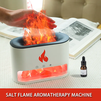 Diffuseur d'arômes humidificateur à flamme 3D en pierre de sel de l'Himalaya avec logo personnalisé de haute qualité, flamme bleue, humidificateur USB