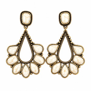 Orecchini pendenti vintage bianchi, orecchini oversize, gioielli alla moda per donna, idea regalo per feste. - Product Image 1