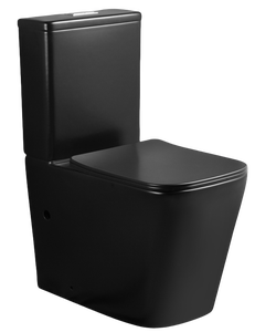 Inodoro cuadrado con cierre acoplado con asiento de cierre suave de urea, WC de doble descarga en blanco y negro mate Calidad europea - Product Image 3