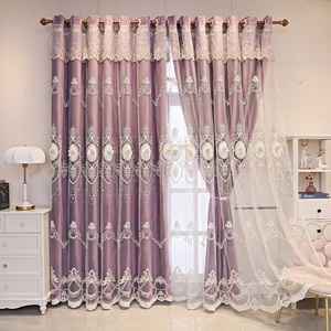 Thêu nổi phong cách Châu Âu ánh sáng sang trọng rèm cửa phòng khách phòng ngủ cửa sổ miễn phí của đấm rèm - Product Image 2