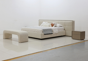 Luxury Wide Headboard Upholstered <strong>Bed</strong> Minimalist Designer <strong>Platform</strong> <strong>Bed</strong> High Value For Dealers &amp; Projects - Product Image 3