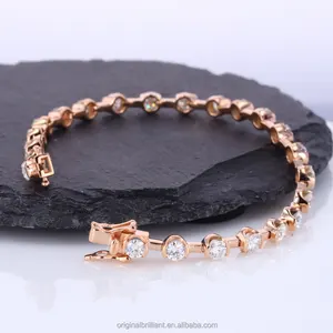 Luxury Women's Bangles Jewelry 14k Solid Rose Gold Gift 16cm 17cm VVS Moissanite Diamond Tennis Bracelet