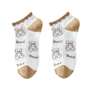 Bear Ankle <b>Socks</b> Women's 10 Pairs Cotton Blend Breathable <b>Cute</b> Cartoon Design Spring Summer Low Cut <b>Socks</b> - Product Image 5