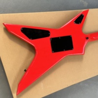 Gitar Listrik Merah Custom, Body Mahoni, Leher Maple, 6 Senar Baja, Kotak Busa, Buatan China dengan Bendera, Tersedia, Wash~bun