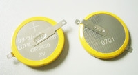 Batería de botón de 3V, pila de litio CR2430 con DIP de soldadura, 2 pines/lengüetas/etiquetas/pies/patas, contacto PCB, tipo Vertical