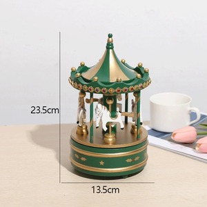 Boîte à musique de Noël en <span class=keywords><strong>bois</strong></span> de style européen 13,5x23,5 cm avec musique de 120 secondes, fonctionnement manuel, décoration d'intérieur pour fenêtre et bureau - Product Image 3