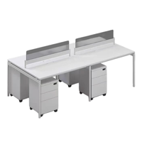 Table de bureau moderne blanche pour espace ouvert, poste de travail de bureau pour 2, 4, 6 ou 8 personnes