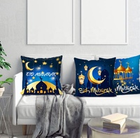 Juehuancai — housses de coussin carrée Eid Mubarak, taie d'oreiller bleu pour Ramadan islamique, décorations pour le canapé, la maison