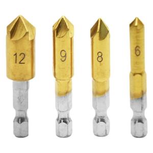 Hexagonal Shank Titanium Plated Chamfering Tool Set 6-12mm For Woodworking Plywood Chamfering And Hole <b>SAWING</b> - Product Image 1