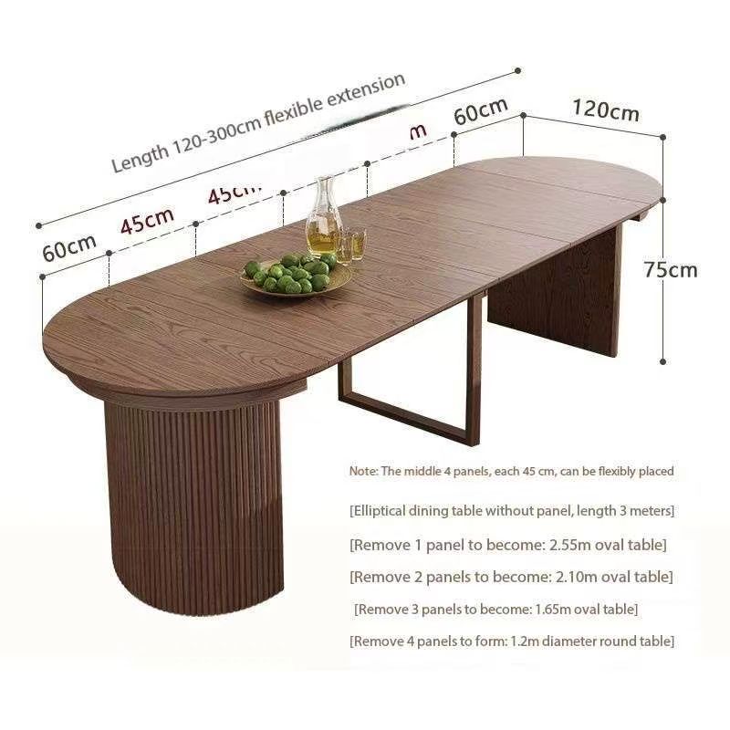 Table à manger en bois massif (1,2 m, extensible à 3 m)