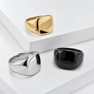 Fashion <b>Rings</b> Geometric <b>Titanium</b> Steel Unisex Gold Silver Black Minimalist Style Gift Jewelry - Product Image 1