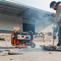 Générateur à essence 4 temps 7kW, 7,5kW max, 445cc, démarrage électrique, châssis ouvert, roues, réservoir de carburant 25L, alimentation de secours domestique, CE, 50/60Hz, autonomie 8h