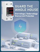DIHOOL 63A Protecteur de tension réglable AC avec affichage LED IP20 Protection contre les surtensions/sous-tensions 4kVA Monophasé 50/60Hz Rail DIN