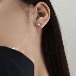 Pendientes de Plata de Ley 925 con Circonita Cúbica 5A, Diseño de Corazón Hueco, Chapados en Rodio, Personalizados Dylam, para Mujer - Product Image 3