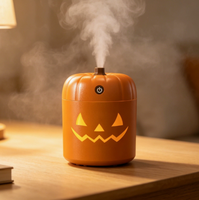 Diffuseur d'huiles essentielles en forme de citrouille, humidificateur aromathérapeutique, veilleuse lune et étoiles, 7 couleurs LED, pour chambre à coucher