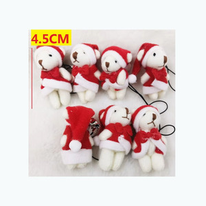 ตุ๊กตาหมีคริสต์มาส ตุ๊กตาหมีเท็ดดี้ ผ้าพลัฌ PP Cotton บรรเทาความเครียด ขนาด 4.5 ซม. ของขวัญแต่งงาน กล่องของขวัญ อุปกรณ์เสริม คริสต์มาส ซักได้ - Product Image 1