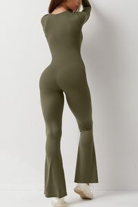 Kadınlar Yoga kıyafeti Set açık geniş bacak pantolon egzersiz spor tek parça Flare bacak tulum - Product Image 3
