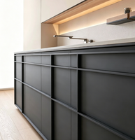 Meubles de cuisine modulaires haut de gamme sur mesure sans poignées, en placage de bois, pour toute la maison, style moderne et luxueux