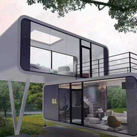 Maison mobile isolée et résistante aux intempéries, type capsule spatiale préfabriquée sur roues, structure en A, pour glamping, petite maison mobile, livraison directe d'usine