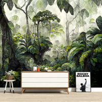 Papier peint tropical, paysage 3D, murale de jungle, forêt tropicale vintage, papier peint mural pour la décoration intérieure de la maison et des hôtels