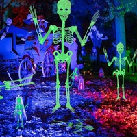 Squelette d'Halloween lumineux éclairé fantôme Halloween décor de porte de cour extérieure accrocher des décorations de squelette de corps humain