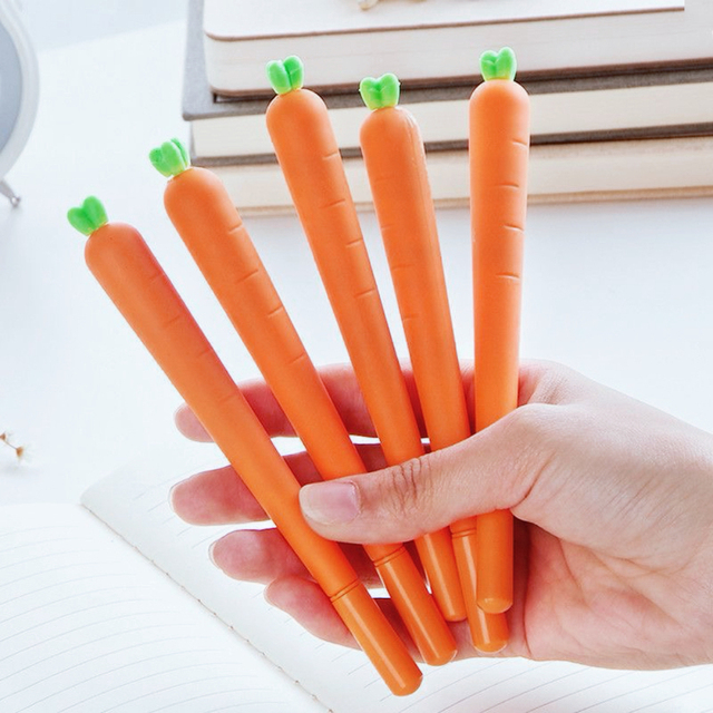 New Creative Stationery Carrot Gel Ink Pen Wholesale Funny Office Supplies Plastic Gel Pen