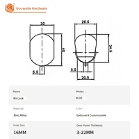 Serrure à bouton-poussoir en alliage de zinc de type clé pour armoire/tiroir de camping-car, porte de caravane, modèle de yacht BL30, finition noir/chrome, Chine