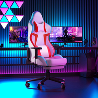 Chaise de bureau ergonomique pivotante en cuir de luxe confortable pour le gaming, réglable en hauteur, avec fonction massage