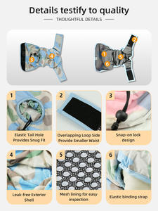 थोक वाटरप्रूफ मुद्रित कपड़े पुनः प्रयोज्य धोने योग्य भारी अवशोषण माइक्रोफाइबर पिल्ला डायपर रैप पेट बैंड कुत्तों के लिए - Product Image 4